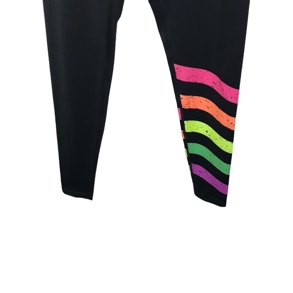 Worthy Threads Black Neon Stripe Leggings NWT $79 XS - Picture 4 of 12